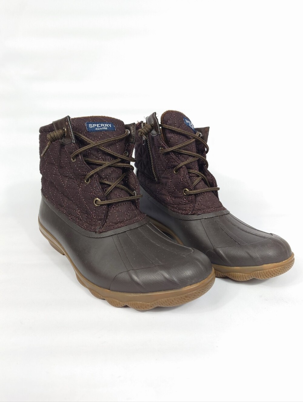 Sperry Waterproof Duck Boots Brown Quilted Rain Boots Women’s 9